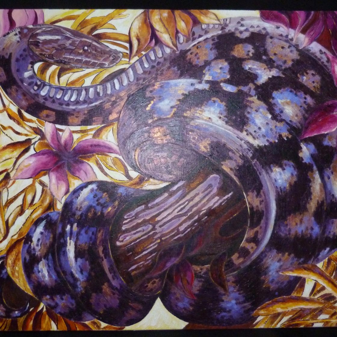 annie-alamo-peintures serpent mauve