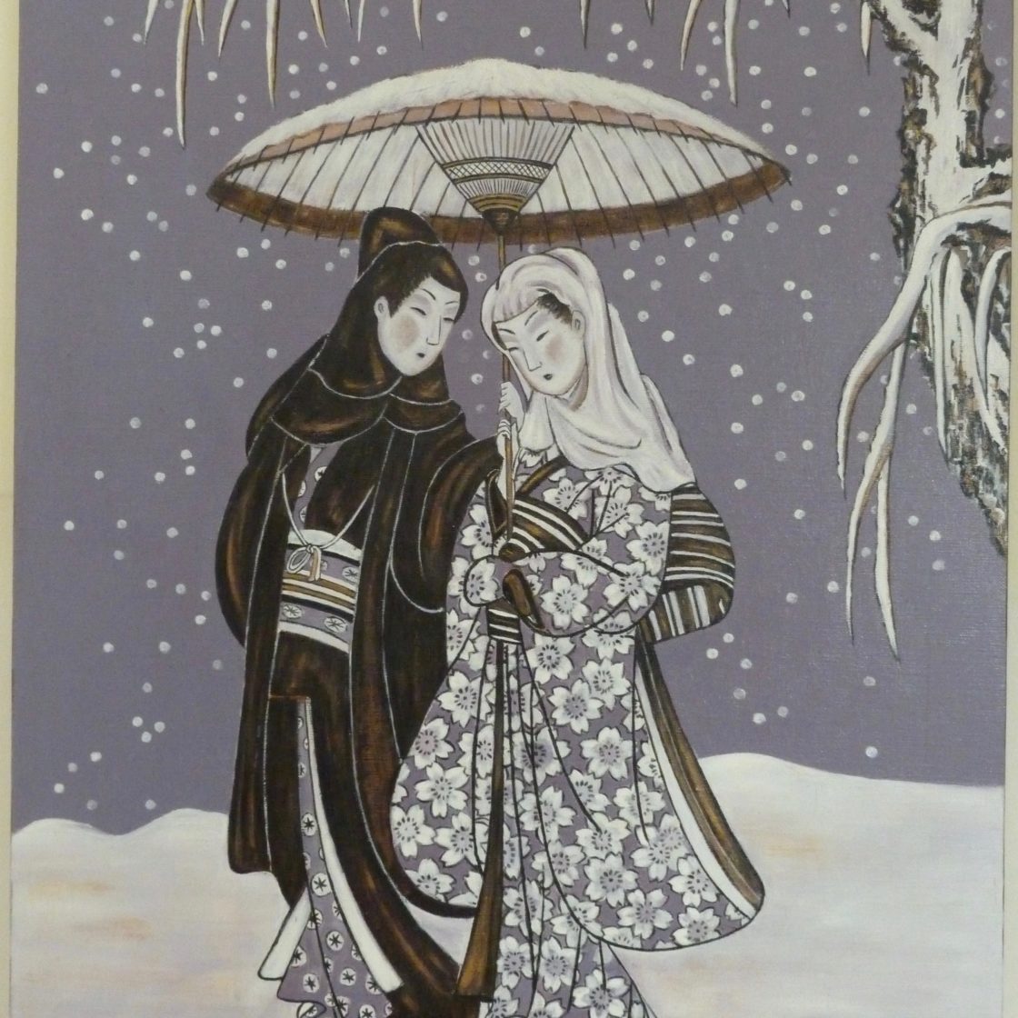 annie-alamo-peintures geisha sous la neige